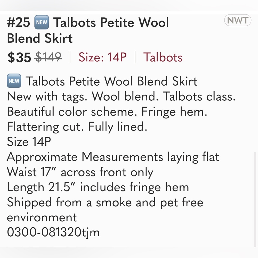 #25 🆕 Talbots Petite Wool Blend Skirt - Picture 4 of 10